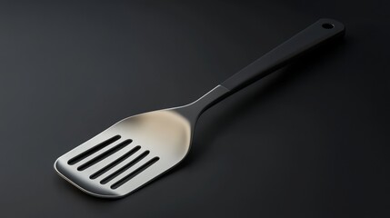 Steel spatula on black background