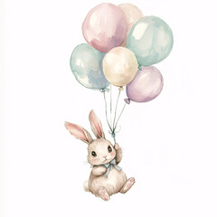 rabbit with balloons