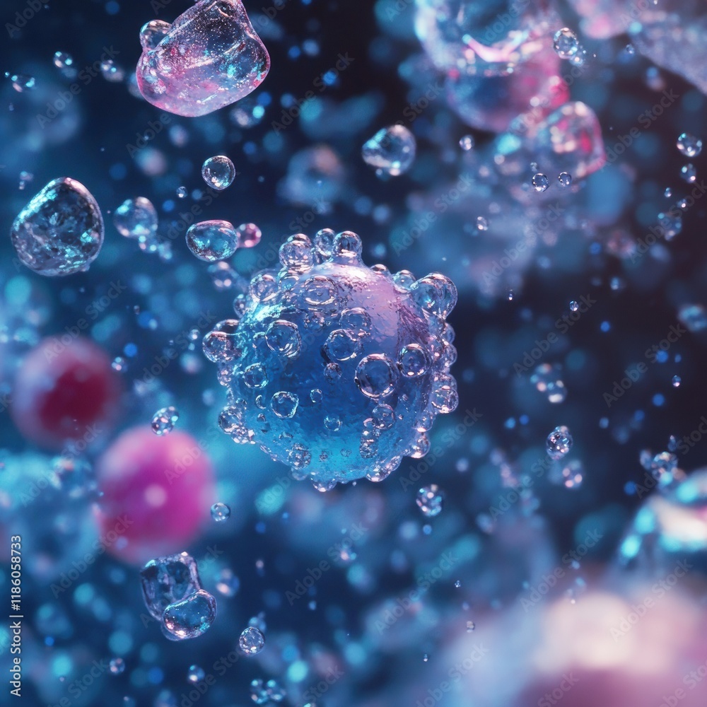 Leinwandbilder viruses suspended in droplets of water creating a vibrant microscopic environment. generative ai