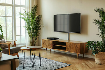 A peaceful lounge with a TV and calm tones, offering a perfect setting for comfort and relaxation after a busy day.