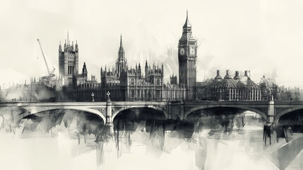 Fototapeta premium black and white building house, landscape, travel, sketch, wallpaper, town, famous, landmark, drawing, white, skyline, tourism, elements, creative, technology, engineering, real estate, shape, backgro