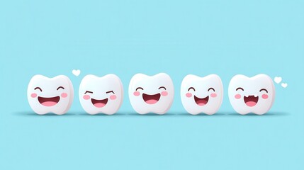 Fototapeta premium 3D Cute healthy tooth,tooth character with toothbrush ,Dental care illustration set,childrens dentistry concept,pain and lean on other teeth cause of tooth decay,dental care for kids.