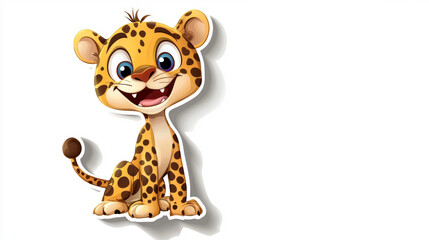 funny jaguar leopard clipart on white background