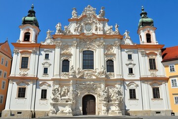 Ornate Baroque Architecture of Historic Church Facade in Daylight