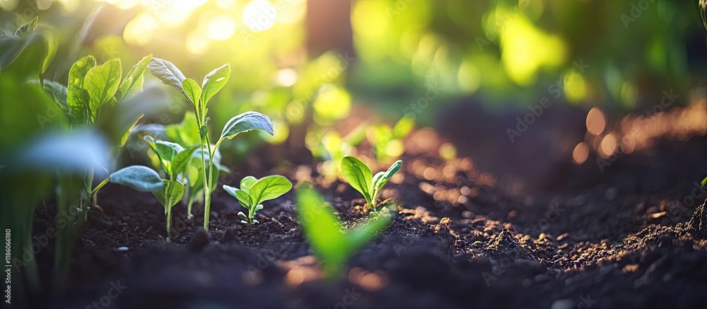 Poster gardening involves planting vegetation in a garden garden selective focus on nature. with copy space