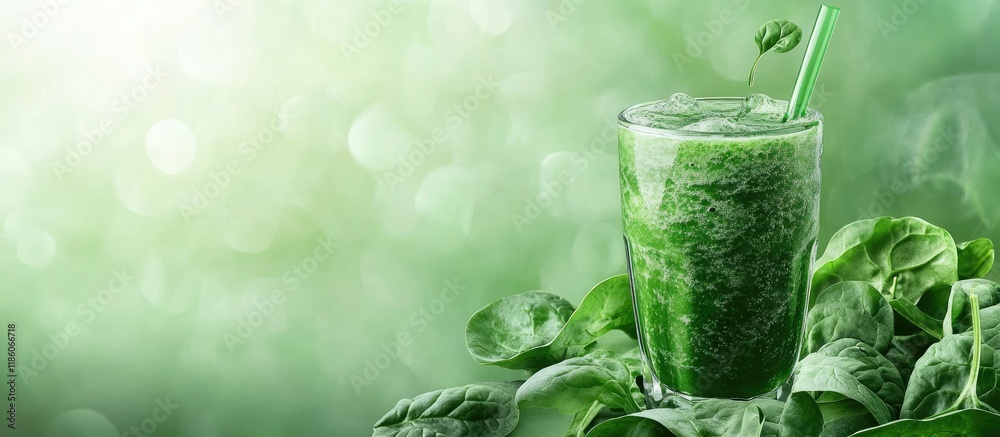 Poster Juice made from spinach. with copy space image. Place for adding text or design