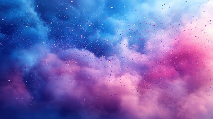 Ethereal Colorful Clouds with Glitter and Sparkles in Blue Pink