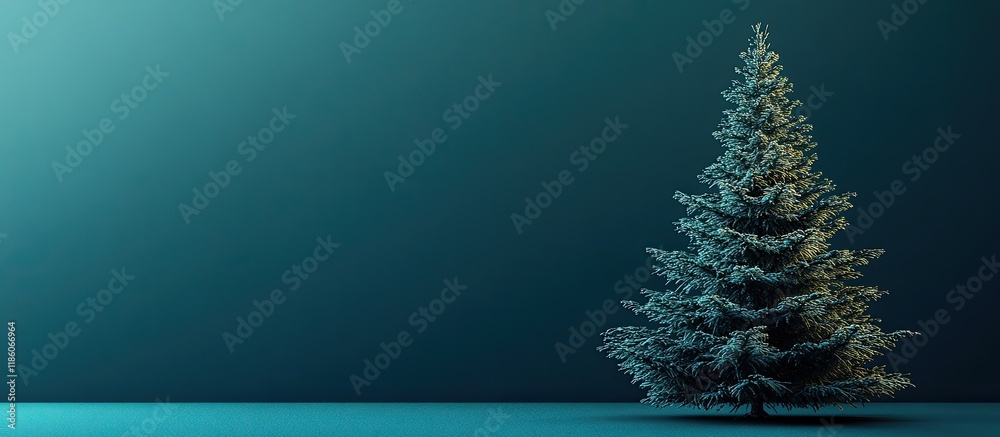 Poster Christmas greeting card featuring a fir tree and space for your holiday messages. with copy space image. Place for adding text or design
