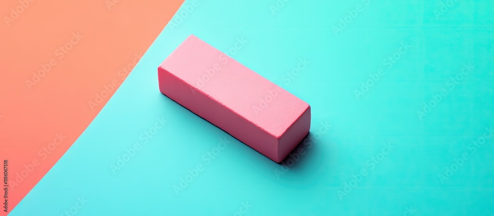 Poster pink eraser on a vibrant background. with copy space image. Place for adding text or design