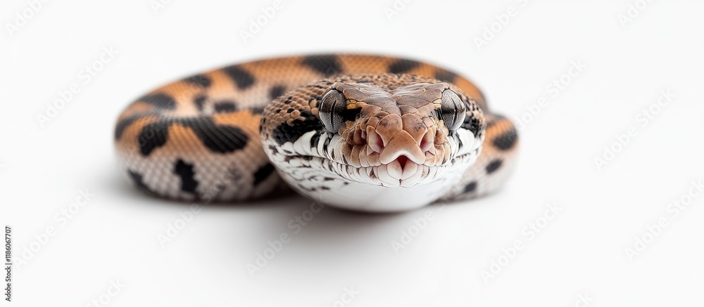 Poster Argentine Leopard Boa on a white background. with copy space image. Place for adding text or design