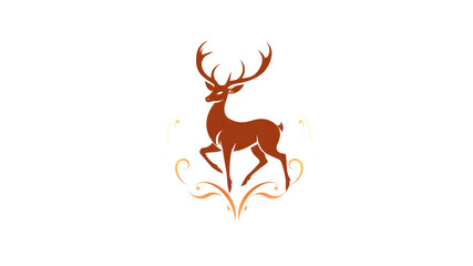 elegant deer logo on white background. Generative AI