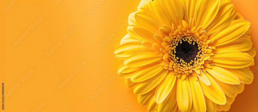 Aufkleber Close up of a large yellow gerbera on a plain background. with copy space image. Place for adding text or design