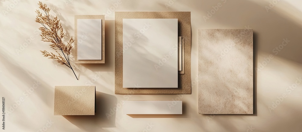 Poster Blank corporate stationery mockup with brand ID elements on a craft paper background. with copy space image. Place for adding text or design