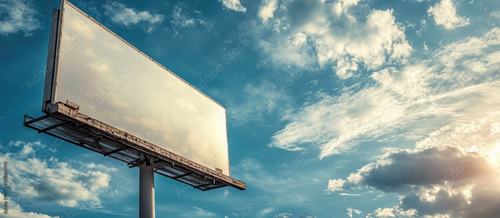 Poster Empty billboard against a blue sky background for new advertising. with copy space image. Place for adding text or design
