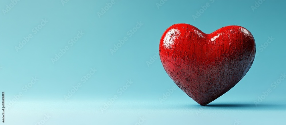 Poster A heart against a blue backdrop. with copy space image. Place for adding text or design