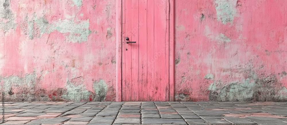 Leinwandbilder old wall separates with pink wood. with copy space image. place for adding text or design