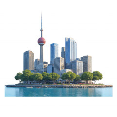 Shanghai Skyline with Modern Skyscrapers and Waterfront
