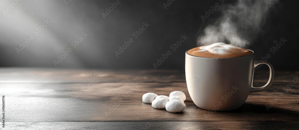 Aufkleber mug of coffee or hot cocoa. with copy space image. Place for adding text or design