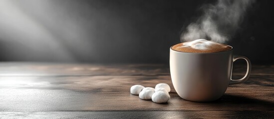 mug of coffee or hot cocoa. with copy space image. Place for adding text or design