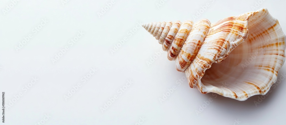 Poster seashell against a white background. with copy space image. Place for adding text or design