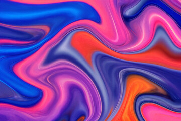Fototapeta premium Modern fluid art. Abstract colorful background with swirl of acrylic pouring paints