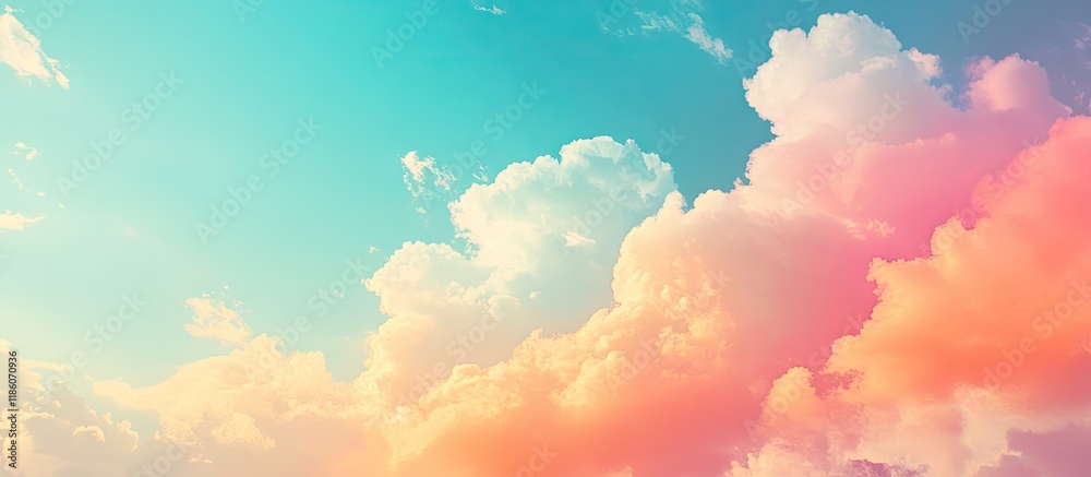 Leinwandbilder vibrant colorful clouds in a blue sky a serene calming and refreshing image of nature. with copy spa