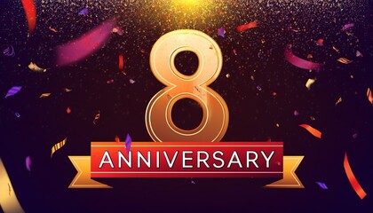 8 anniversary celebration with confetti. Generated image