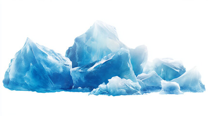 Obraz premium Ice blocks set isolated on white background. Vector cartoon illustration of blue iceberg pieces, north pole glacier, cold ocean floes, crystals of frozen water, winter game landscape design elements