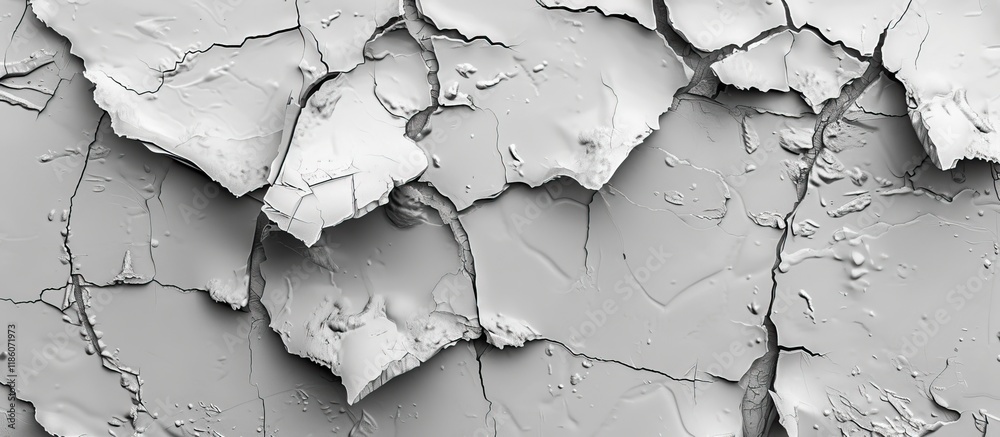 Fototapete Dry gray clay with fissures. with copy space image. Place for adding text or design