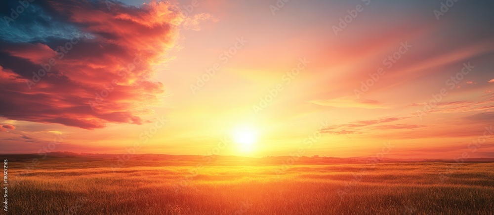 Aufkleber Sunset landscape as background. with copy space image. Place for adding text or design