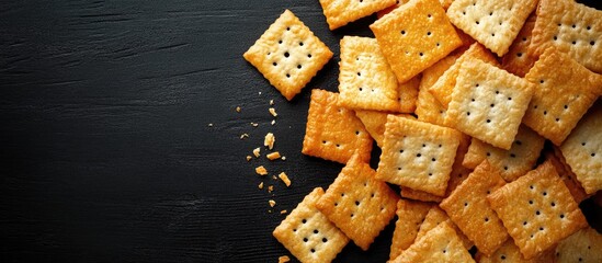 Colorful raw crackers on a black background Kerupuk mentah. with copy space image. Place for adding text or design