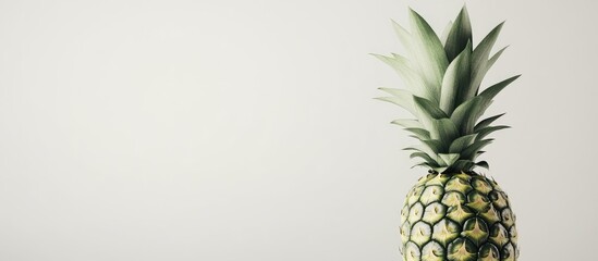 green pineapple on a white background. with copy space image. Place for adding text or design