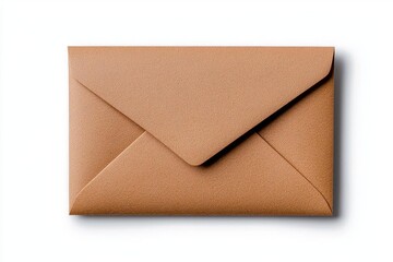 A photostock of a crisp white envelope sealed neatly, isolated on a clean white background, formal and clean, High Quality