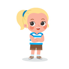 Happy Kid standing pose and smiling. Happy Little Kid Having Fun Enjoying Childhood.