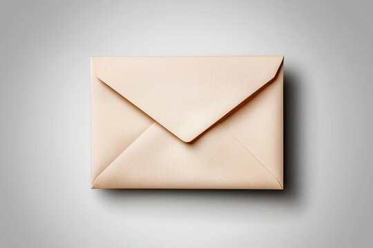A photostock of a crisp white envelope sealed neatly, isolated on a clean white background, formal and clean, High Quality