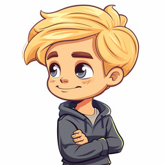Cute boy with blond hair. Vector illustration isolated on white background
