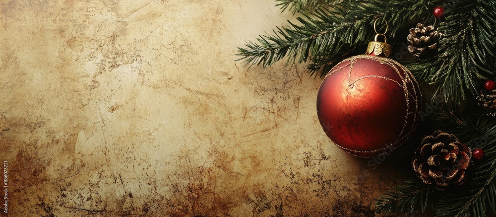 Poster christmas decorations on a grunge background vintage paper christmas card. with copy space image. pl