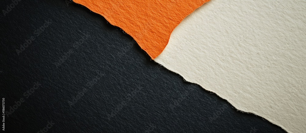 Poster texture of black craft paper background featuring a white and orange border vintage abstract cardboa