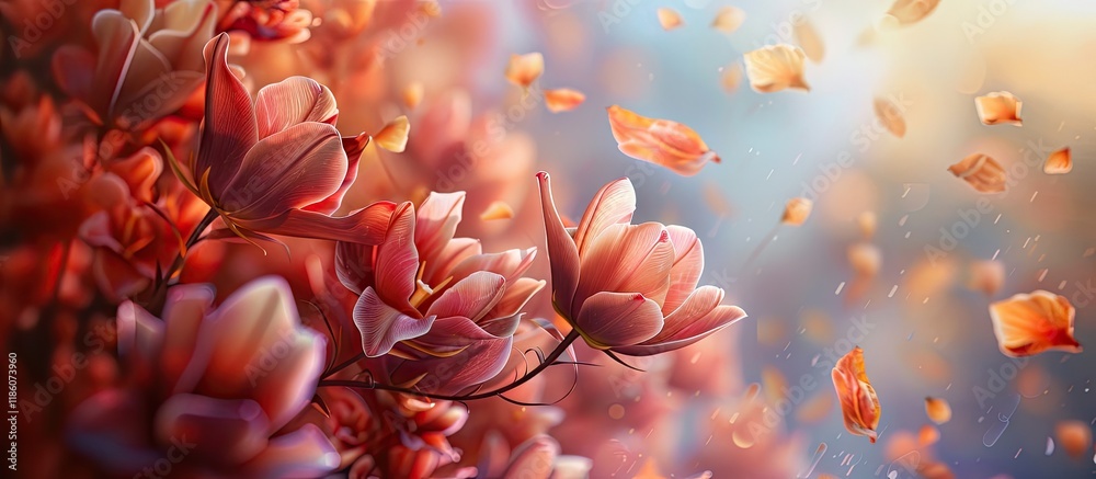 Poster autumn tulip tree. with copy space image. place for adding text or design