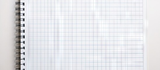 Blank sheet of notebook paper Grid pattern Gray color Background. with copy space image. Place for adding text or design