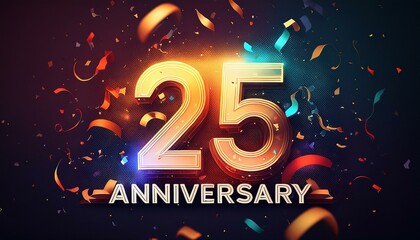 25 anniversary celebration with confetti. Generated image