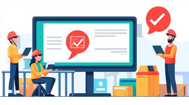 Customer service builds trust with clear communication. Team collaborating on a project with digital tools and notifications in a workspace.