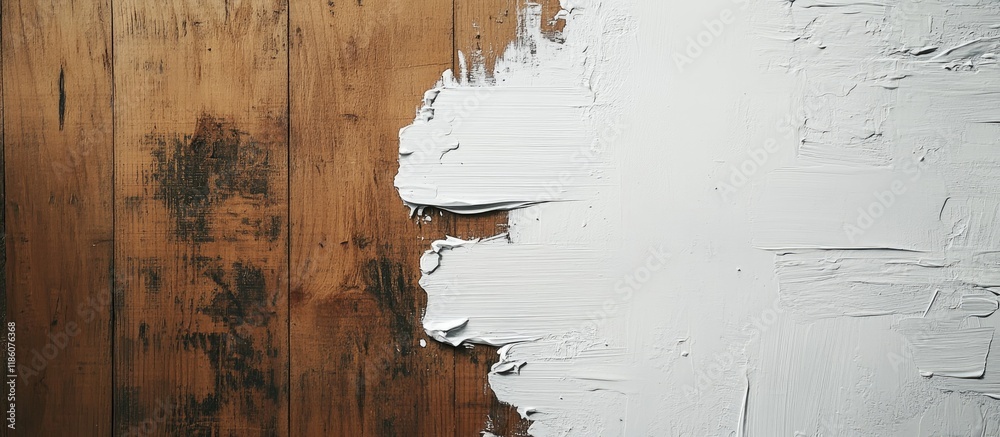 Aufkleber White painted area on a wooden background. with copy space image. Place for adding text or design