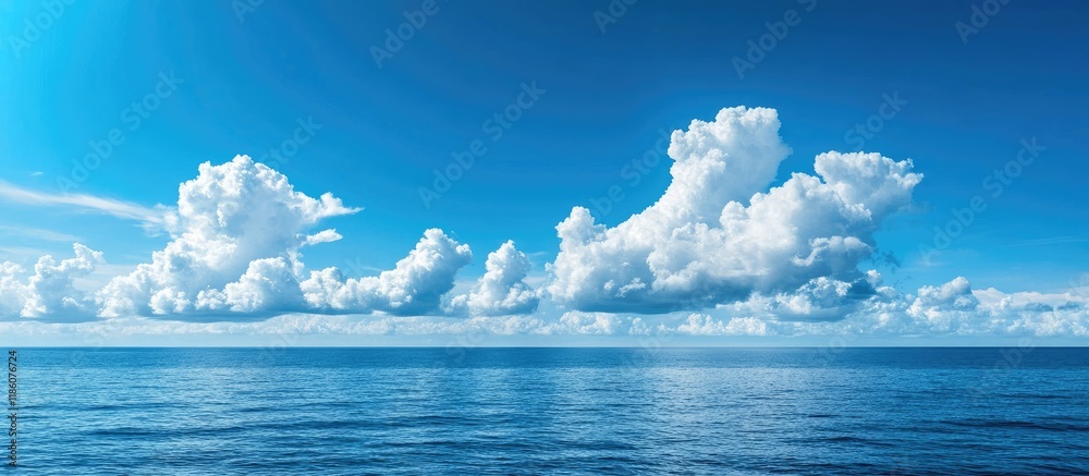Aufkleber stunning sea and ocean with a backdrop of white clouds and a blue sky featuring copy space for text
