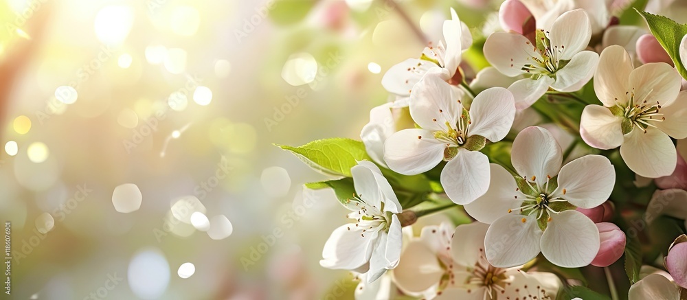 Fototapete Spring flower background. with copy space image. Place for adding text or design