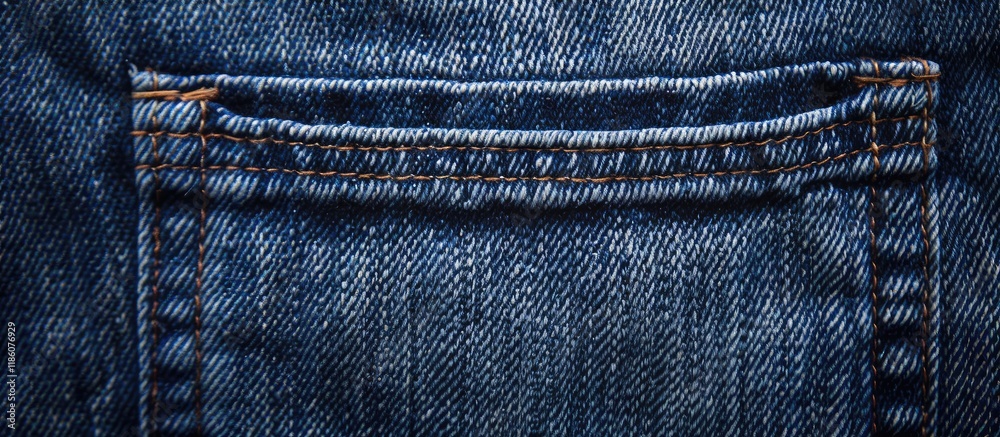 Poster blue jeans denim texture close up of back pocket from behind. with copy space image. place for addin