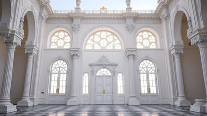 Obraz premium Interior entrance design of a white palace. Generative AI