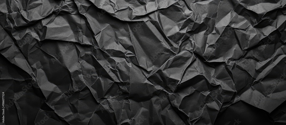 Poster Crumpled black paper texture background Creative Design Templates. with copy space image. Place for adding text or design