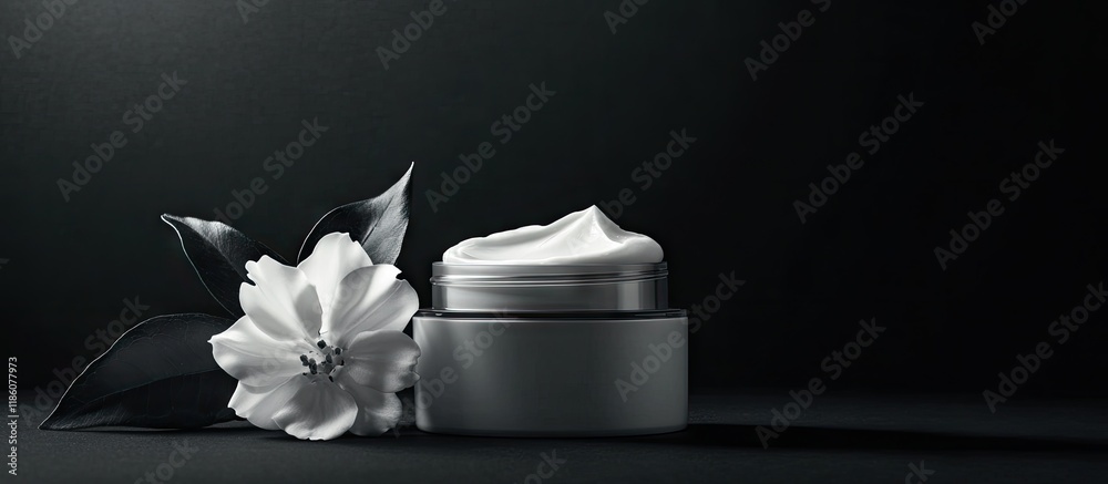 Aufkleber moisturizing cream bottle on a black background in a studio setting packaging and skincare beauty th