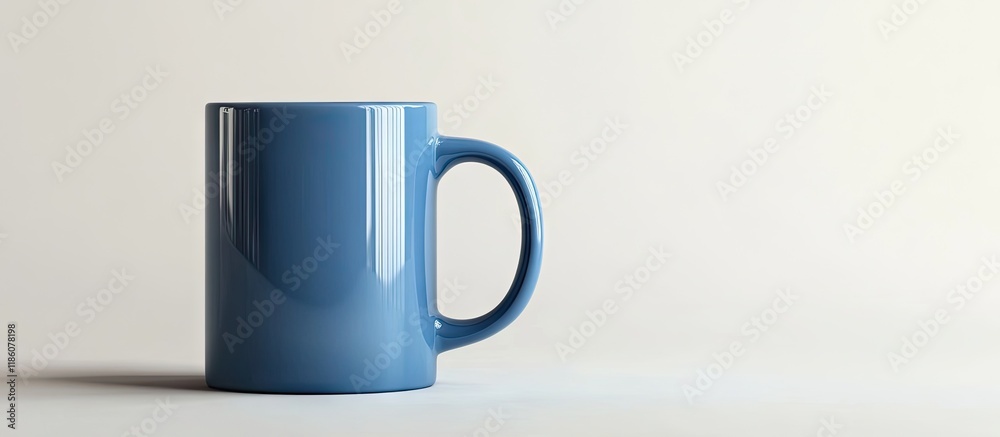 Poster Oversized blue mug white background close up. with copy space image. Place for adding text or design